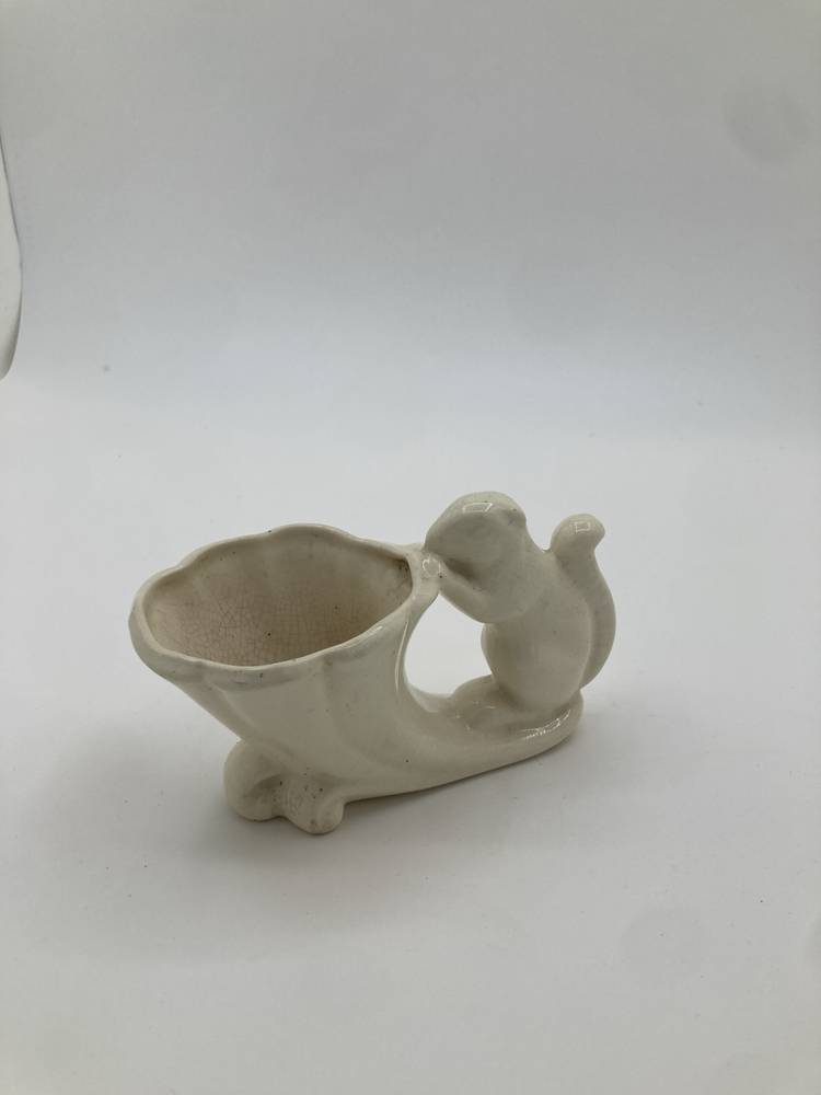 Vintage White Ceramic Bird Planter Cornucopia Vase Mid Century Pottery